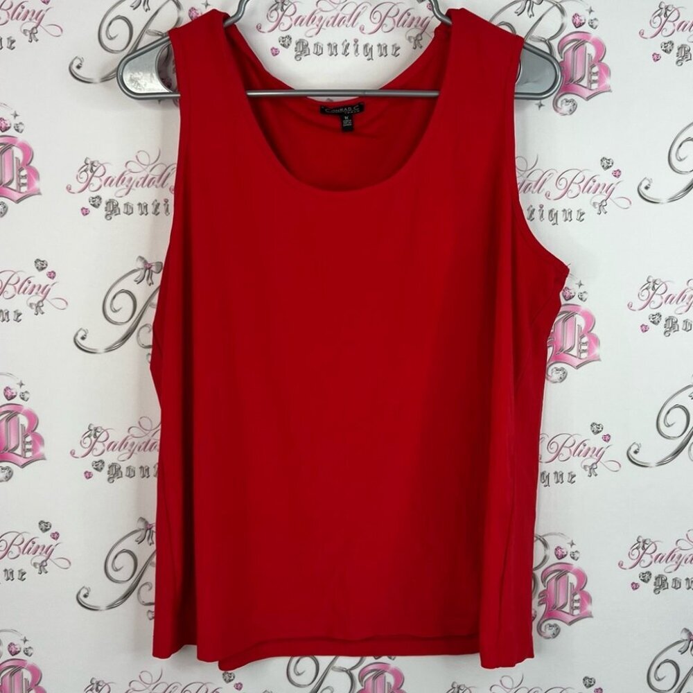 Conrad C tank top camisole bright red stretchy  Sleeveless Tank Top
